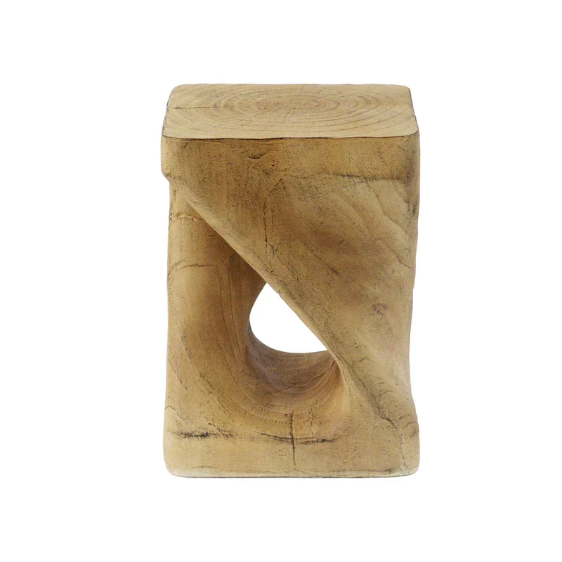 MGO Twist Shape Side Table, Wood-like Texture