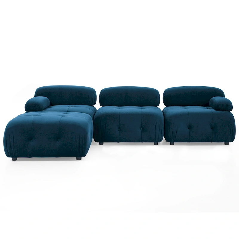 Blue 93 Modular L-Shaped 4-Seat Sectional Sofa with Reversible Ottoman