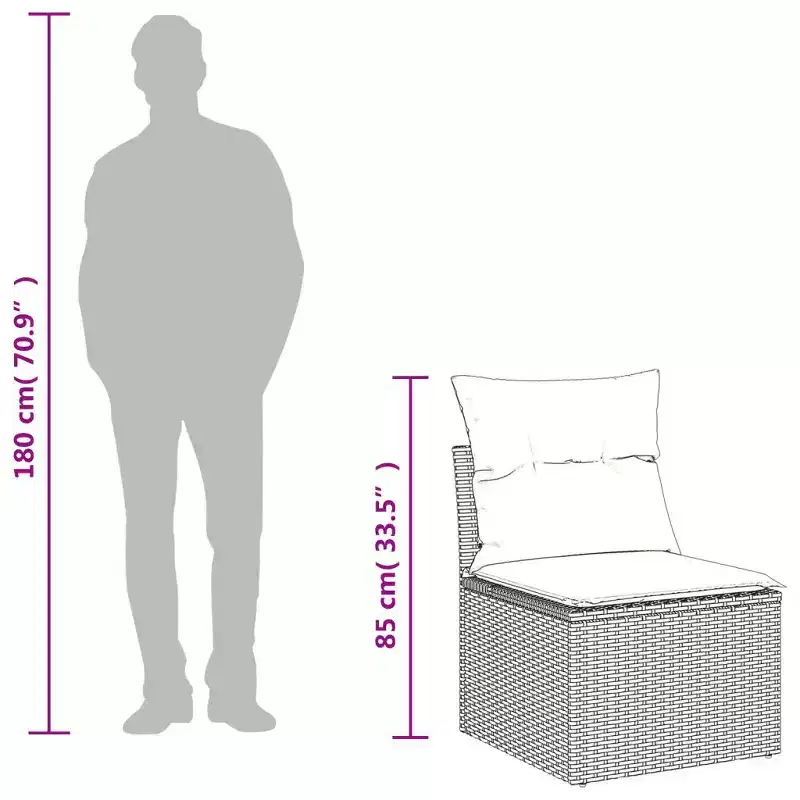 vidaXL Garden Sofa Set Rattan, Cushions