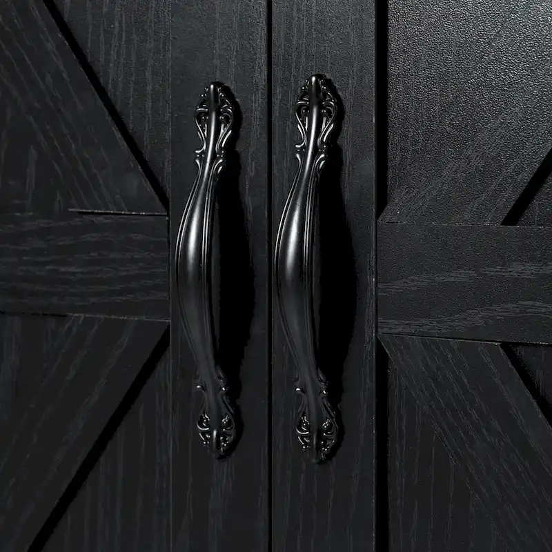 Farmhouse Kitchen Island with Power Outlet and Rolling Cart