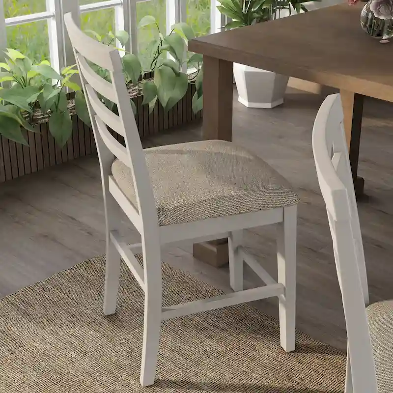 Furniture of America Biaz Farmhouse White Wood Counter Height Chairs (Set of 2)