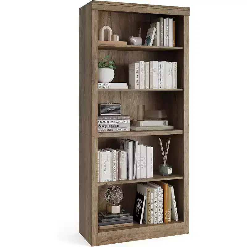 71 in Tall Bookcase,Wooden Bookshelf with 5 Tiers,Open Storage, Modern Book Shelf in White,Floor Standing Display Shelves for Living Room