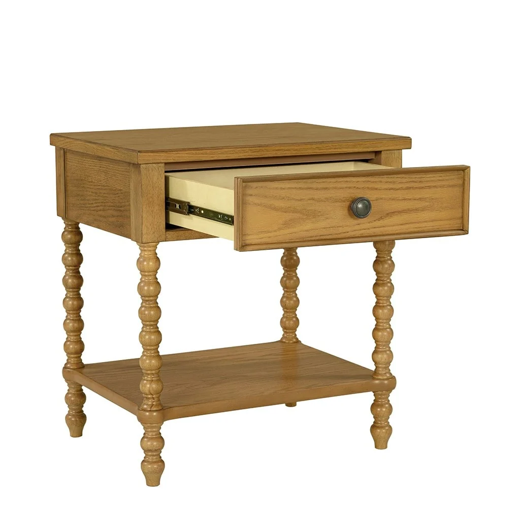 Madison Park Signature Beckett Turned Wood Spindle Nightstand with Drawer & Shelf