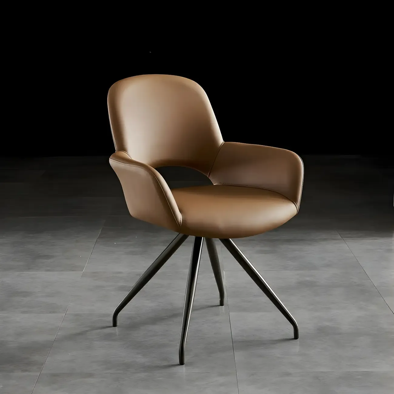 Grey Faux Leather Swivel Arm Dining Chair