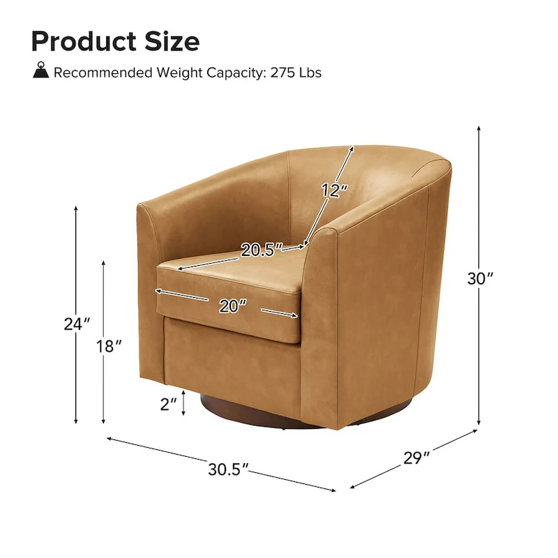 Althea Modern Genuine Leather Swivel Barrel Chair with Solid Wood Base Set of 2 By HULALA HOME