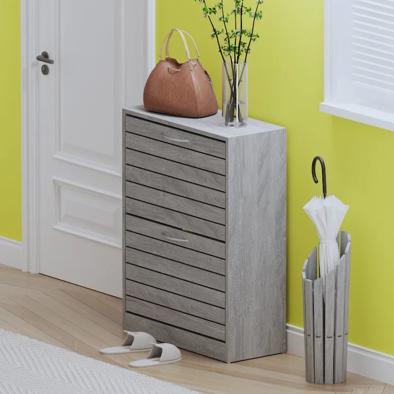 FUFU&GAGA 2 Tiers Shoe Rack Cabinet Shoe Cabinet Space-Saving