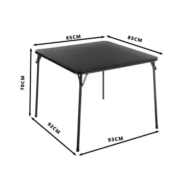 FurnitureR Square Folding Card Table 33.9 inch, Multi-Functional Table Foldable Portable for Dining Panic, PVC Tabletop, No Assembly Required, Black