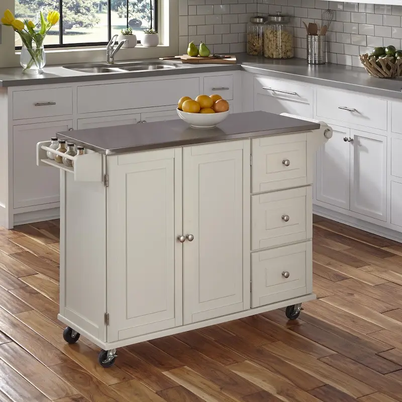 Dolly Madison Kitchen Cart with Stainless Steel Top by Homestyles