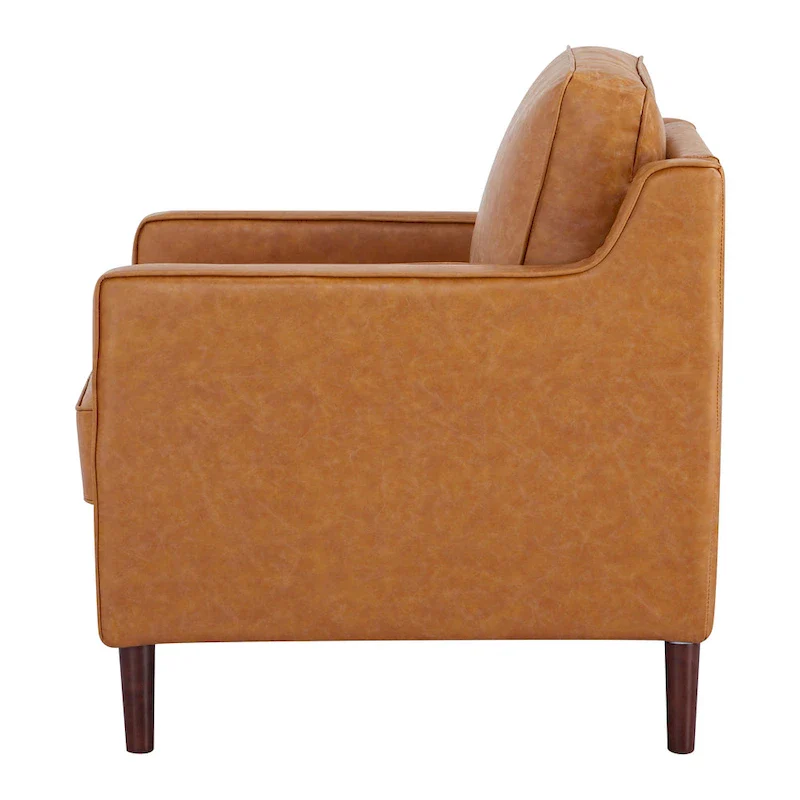 Sedona Modern Accent Chair, Faux Linen / Vegan Leather Armchair