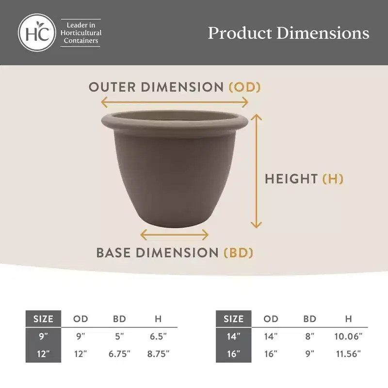 The HC Companies Sevilla Round Self-Watering Pot, Plastic Classic Planter with Internal Disk for Indoor and Outdoor Plants, 14 Inch, White