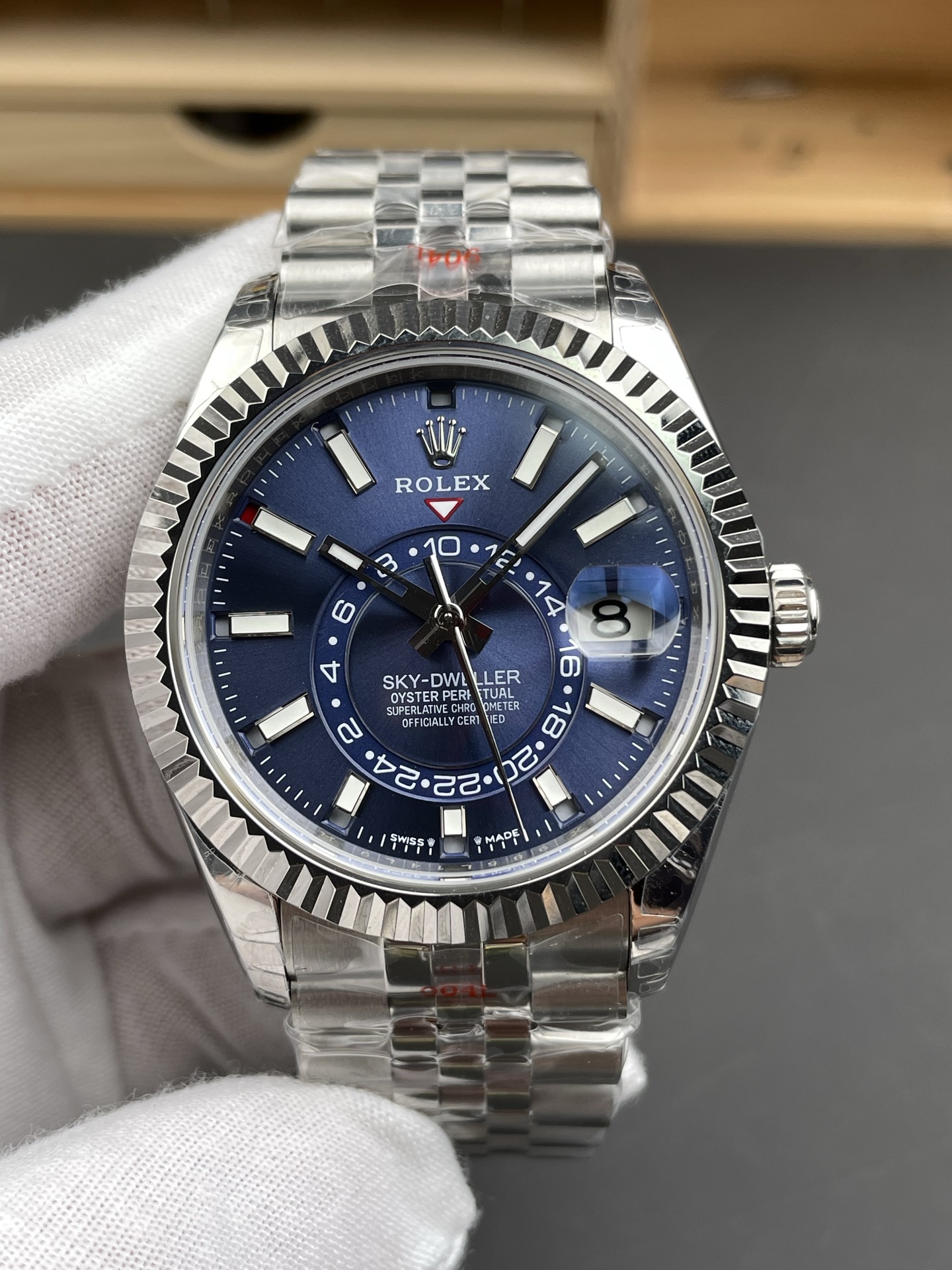 Rolex Sky-Dweller Replik mit blauem Zifferblatt und 9002-Uhrwerk