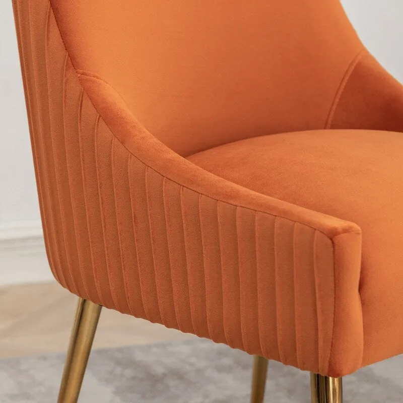 Mid Century Velvet Accent Dining Chair Set of 2 with Rear Handle