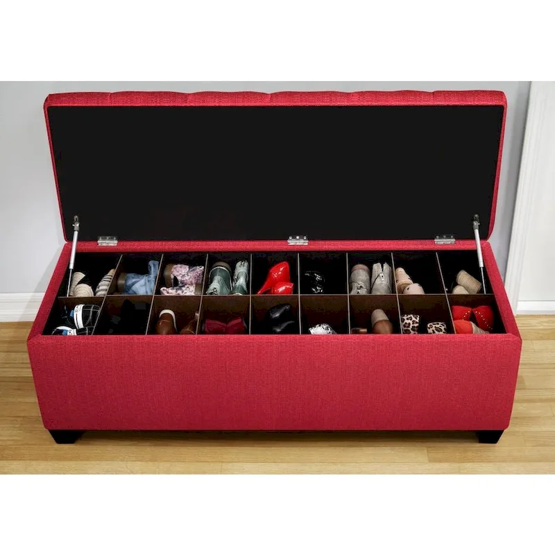 Hidden Shoe Storage Bench with Flip-Top Cushion Seat – 18 Slots, 54L x 18W x 20H