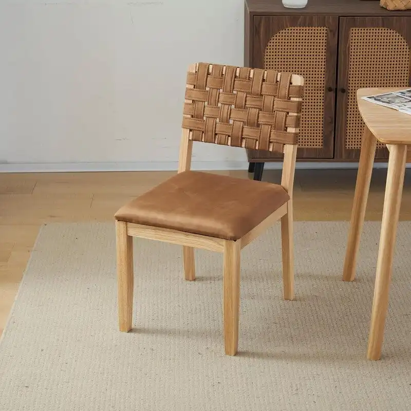 Mid Century Modern Wooden Dining Chairs Set of 2