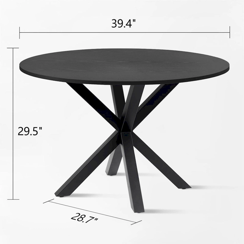 Round Wood Top Dining Table - Black