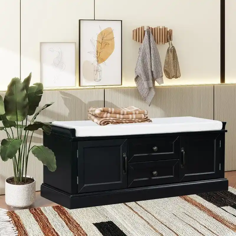 Shoe stool, 2 drawers, 2, removable pads, living room locker, entrance