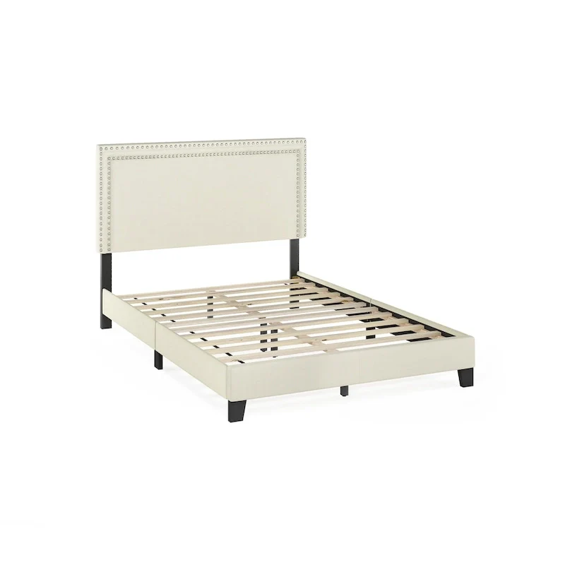 Furinno Laval Double Row Nailhead Bed Frame