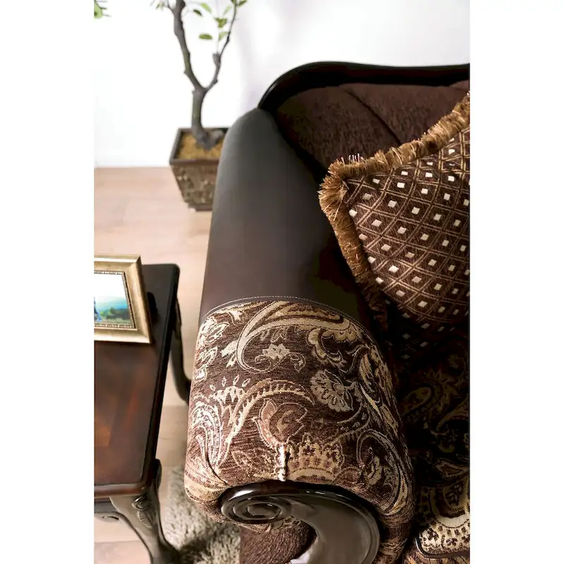 Dayaram Traditional Brown Chenille Semi-Firm Loveseat by Gracewood Hollow