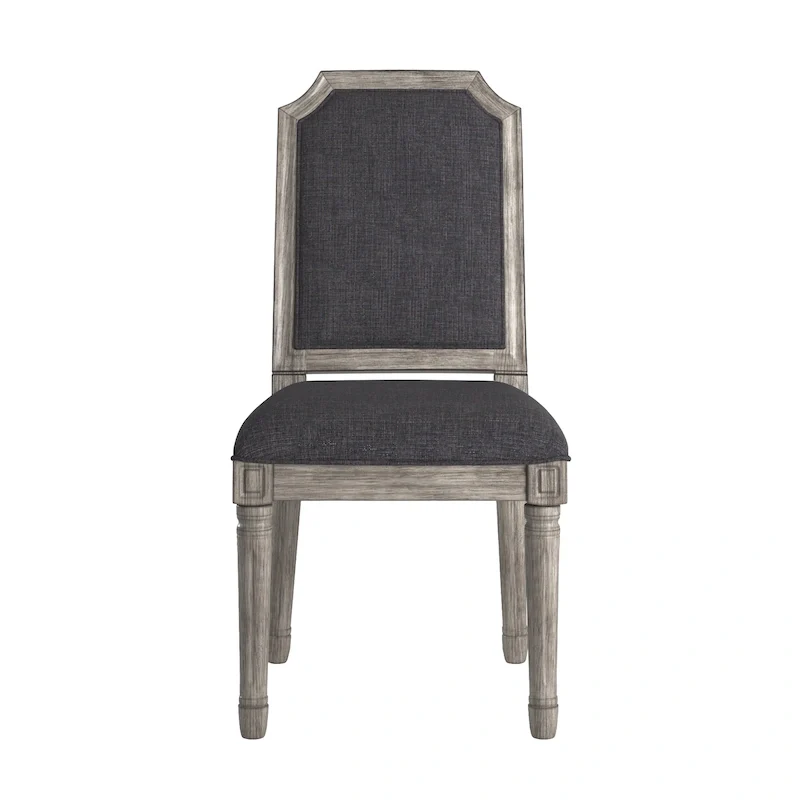 Arched-Back Linen and Solid Wood Dining Chairs (Set of 2)