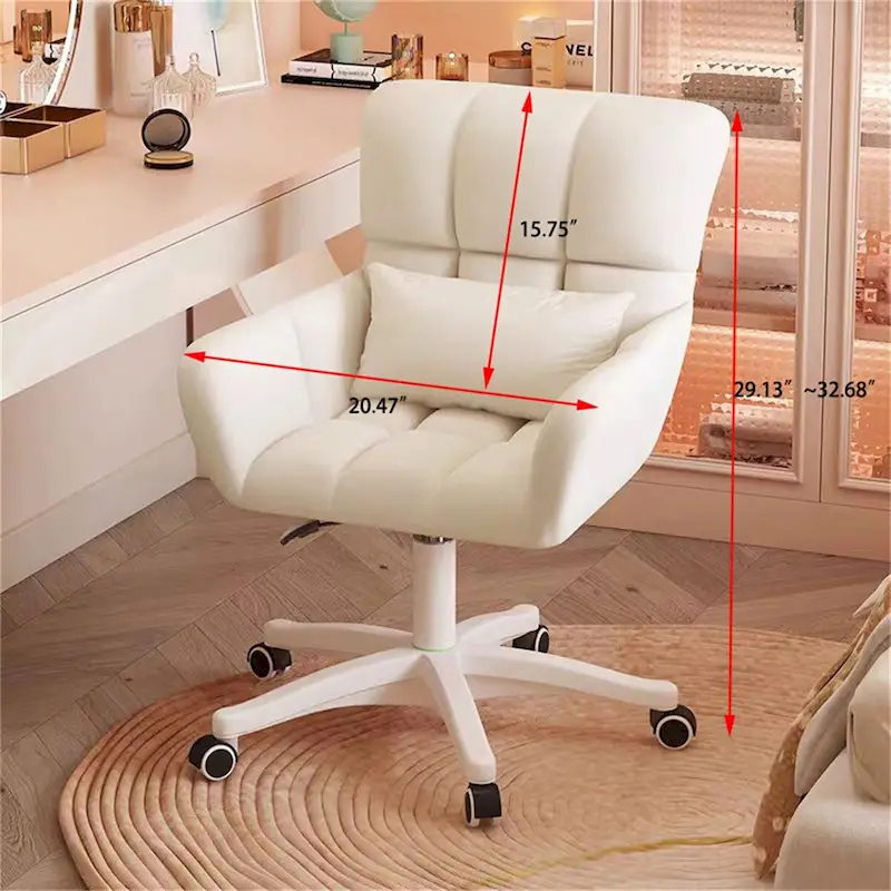 Beige Fabric Swivel Office Chair – Height Adjustable, Single Seat