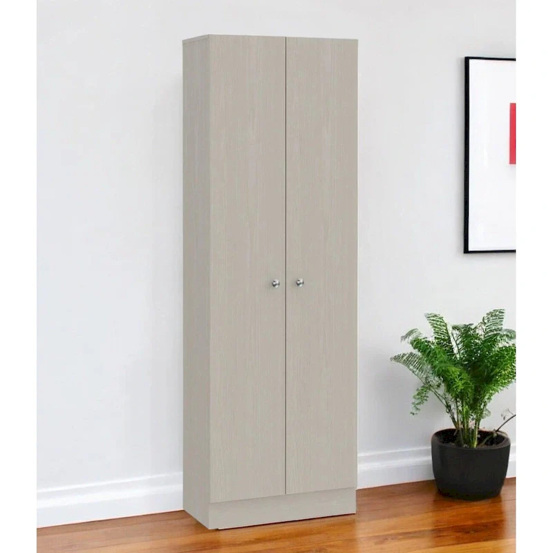 HomeRoots 71 Light Gray Wood Pantry Or Storage Closet - 23.6' X '70.8' X '11.8