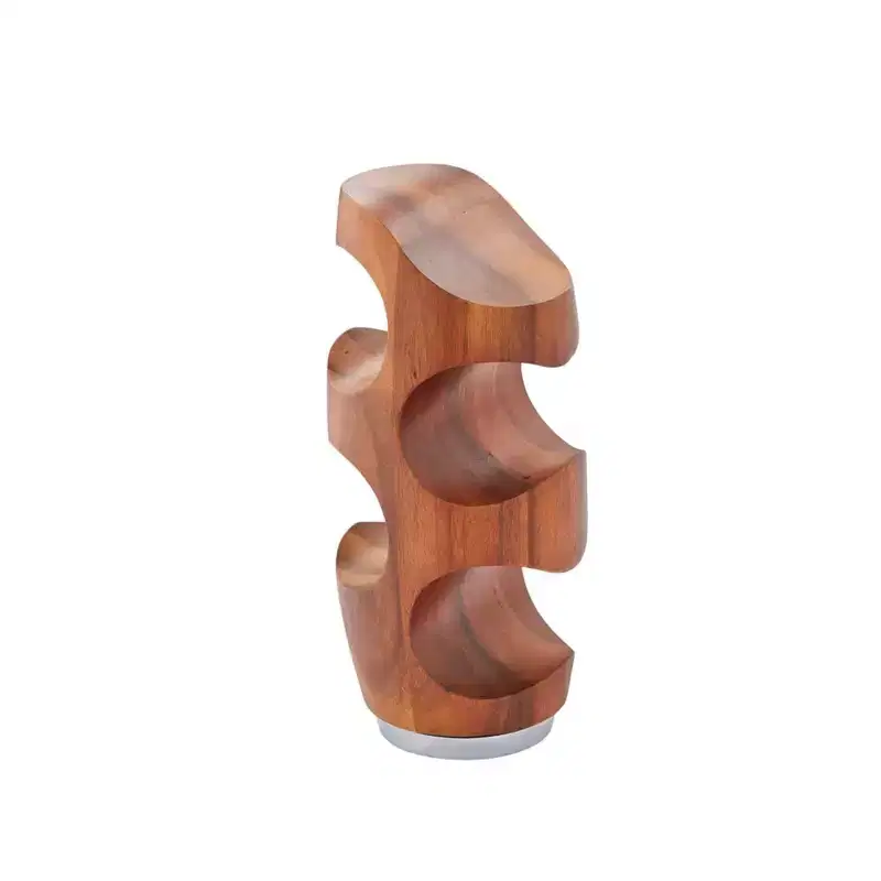 Namb Vie Bottle Rack, 6 x 13 Acacia Wood & Alloy 4 Bottle Display Stand