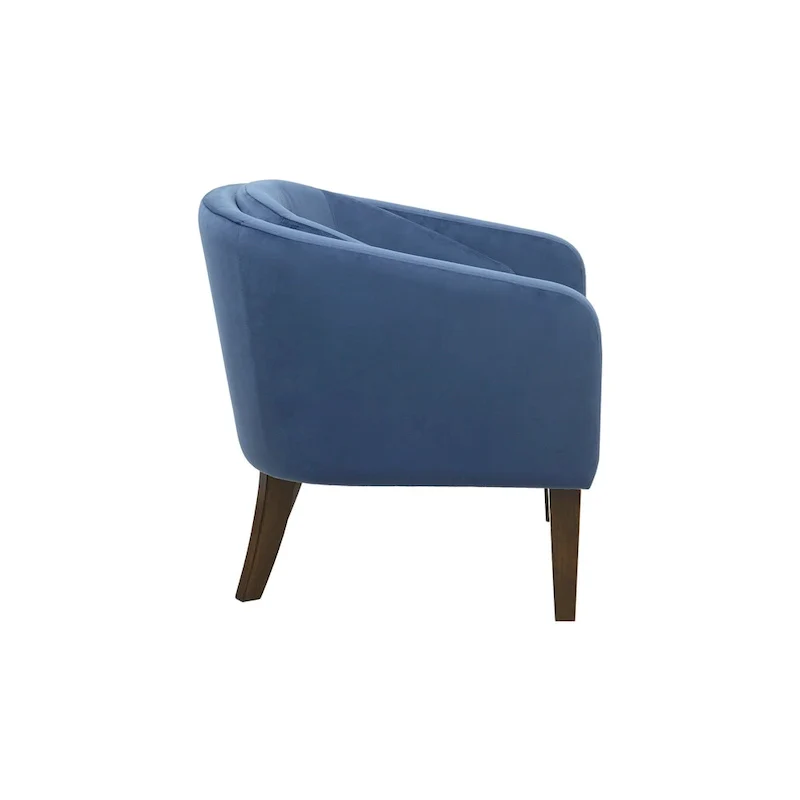 Blue Upholstered Tufted Mid-Century Accent Chair