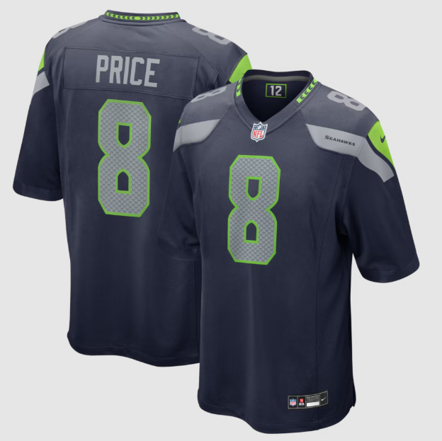 Seattle Seahawks Jadarian Price College Navy 2026 Draft First Round Pick No. 32 Team Game Jersey