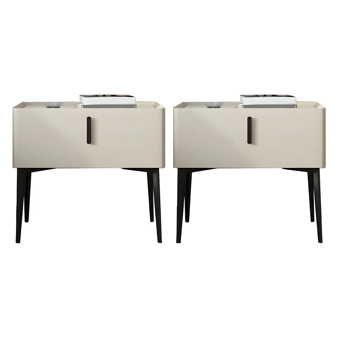 Trendy Narrow Cubic Wooden Nightstand with Legs