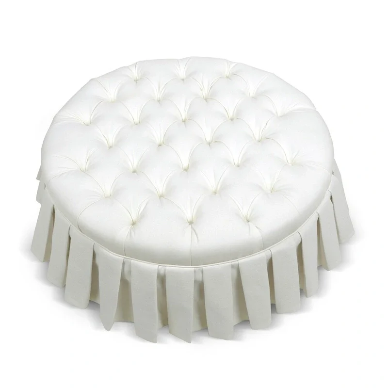 Baruti Tufted Cocktail Ottoman with Pleated Skirt