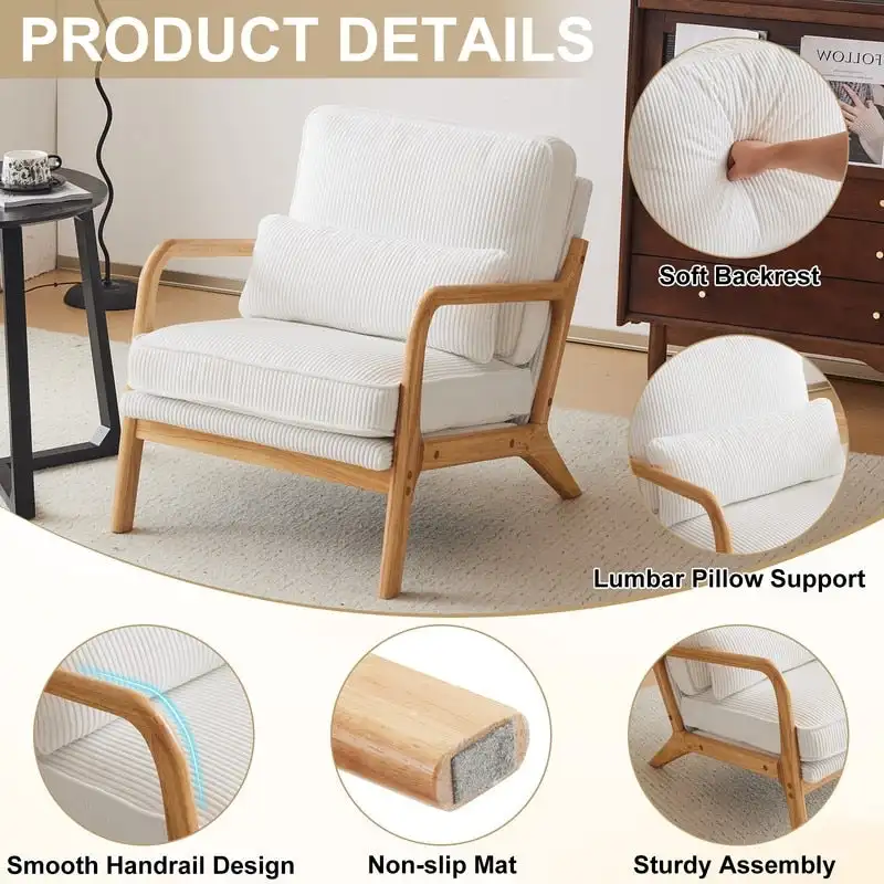 Upholstered Linen Blend Accent Chair