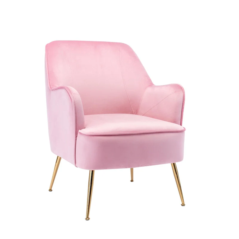 Velvet Upholstered Accent Chair with Gold Chrome Legs