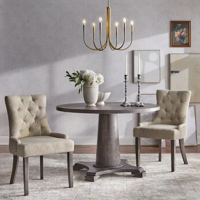 Ariana Dining Set - 5 Piece Round Table with Upholstered Chairs