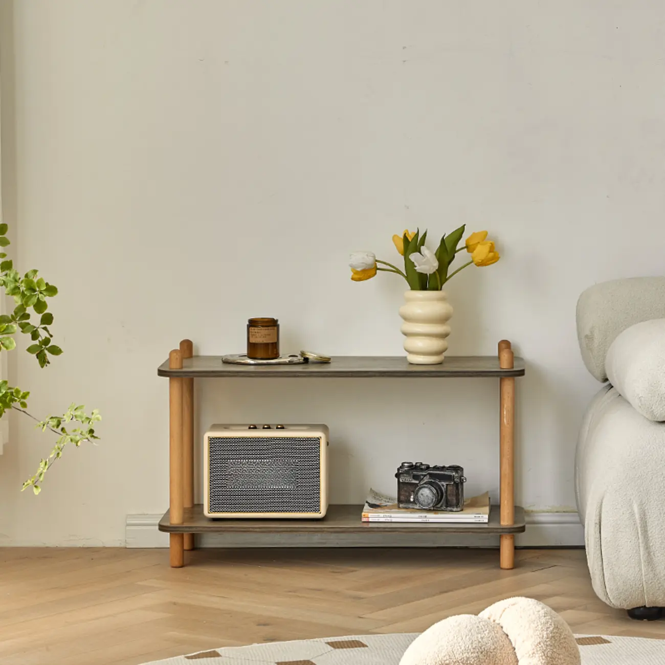 Etagere Wooden Rectangle 4-Tiers Open Back Bookcase