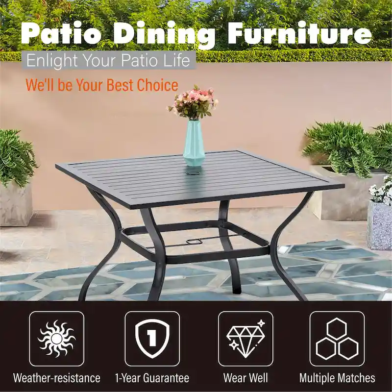 MAISON ARTS 5-Piece Patio Dining Set with 4 Swivel Cushioned Chairs and a 37 Weather Resistant Table