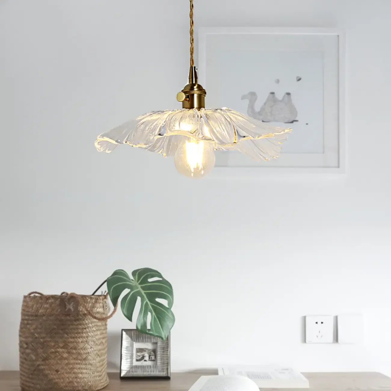 Elegant Clear Floral Glass Pendant Light