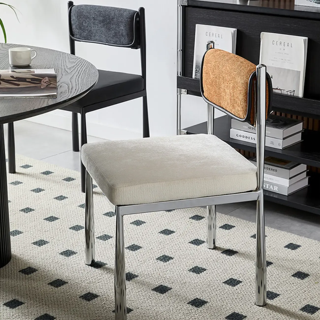 Mid-Century Modern Linen Upholstered Dining Chair