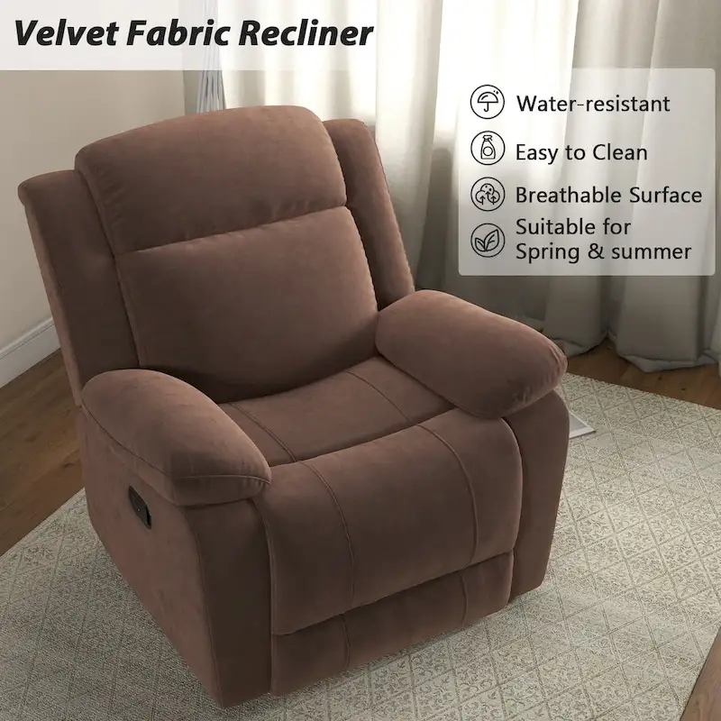 Manual Recliner Chair with Overstuffed Arm and Back