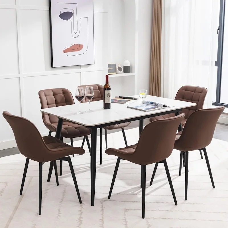 XINMICS Modern Upholstered Faux Leather Dining Chairs Set of 2