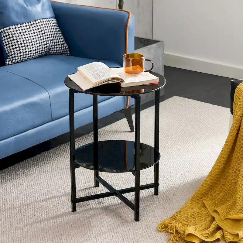 2-Piece Set (Clear) Tempered Glass End Table