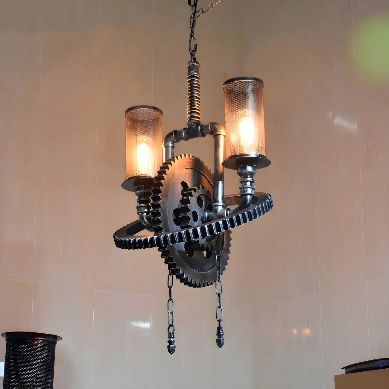 Black Metal Gear Industrial Steampunk Chandelier