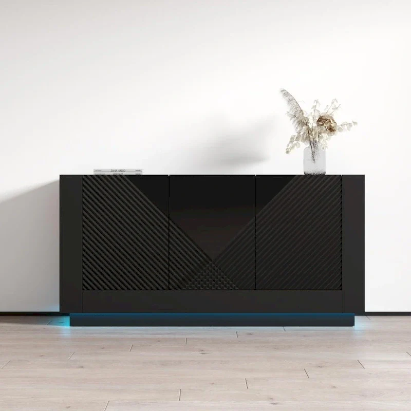 White / Black | High Gloss Sideboard | 1-Person Assembly