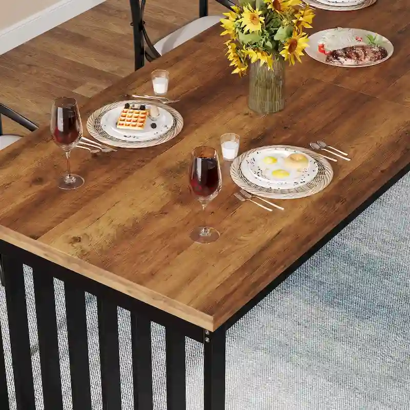 78.74-inch Kitchen Dining Table with Metal Legs
