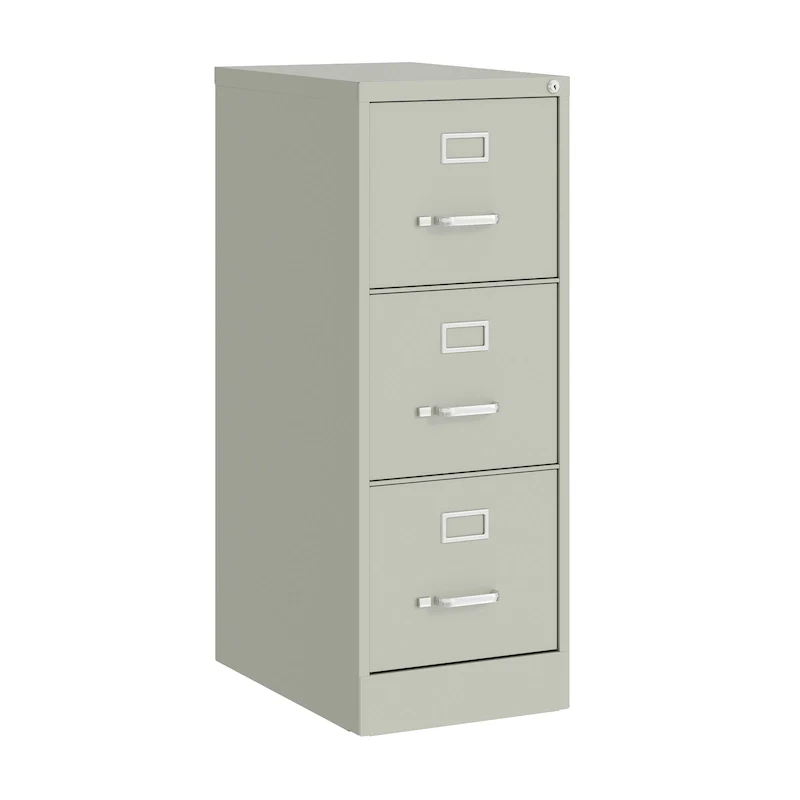 Vertical File Cabinet with Lock - Grey/Beige/Black, 3-Drawer