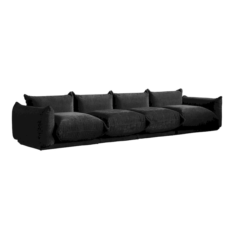 Mid-Century Modern Large 4 Seater Couch, Chenille Sectional Sofa 4 Seats Modular Couches with Thick Cushion