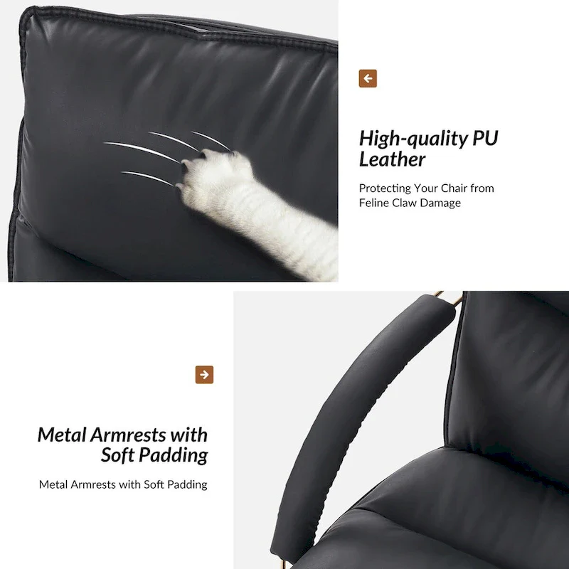 Modern Faux Leather Adjustable Height Tilting Office Chair with 360° Swivel & Metal Base