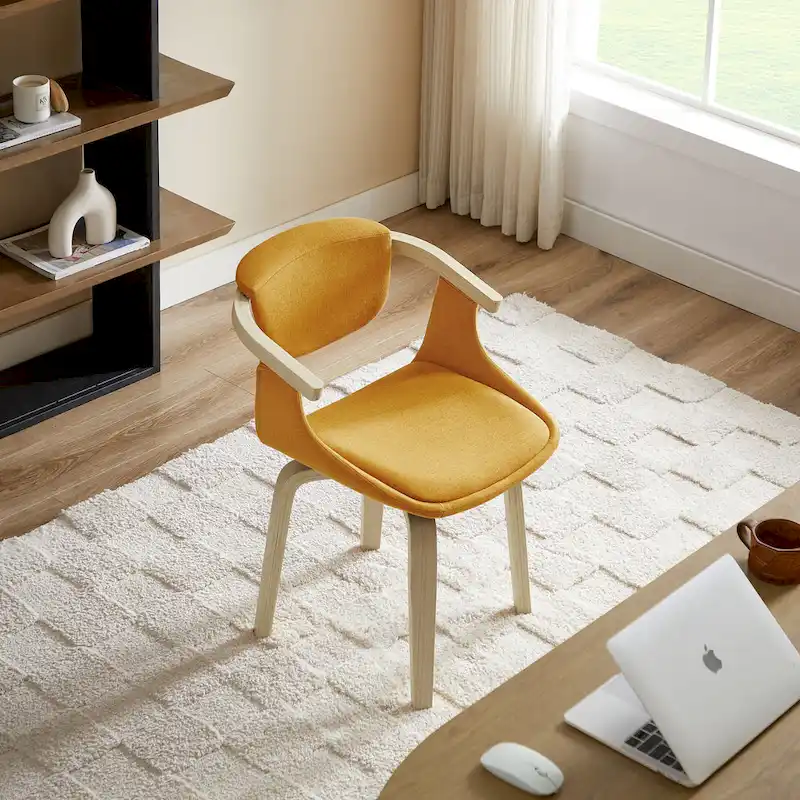 Swivel Upholstered and Wood Accent Chair