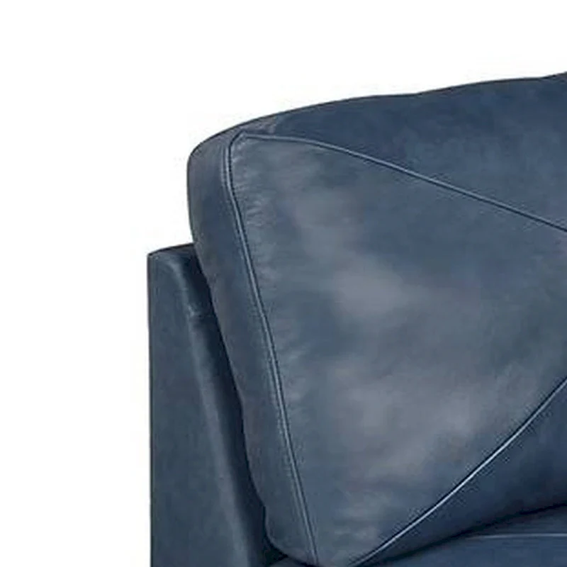 Blue 37-inch Modular Armless Sofa Chair with Faux Leather