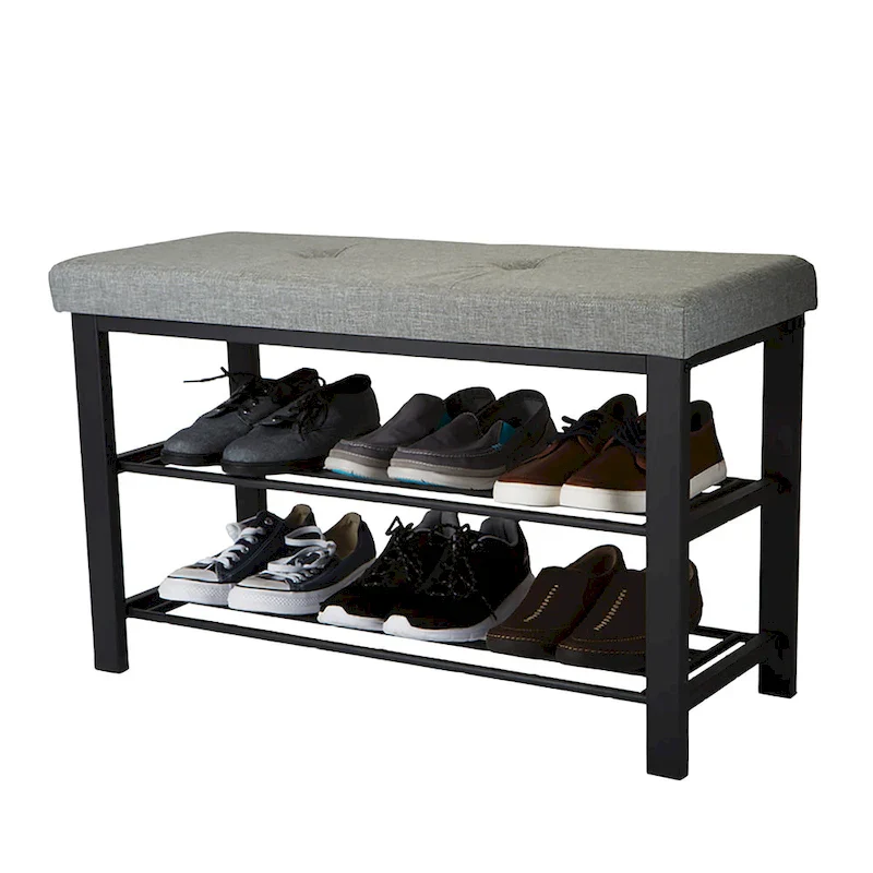 Simplify Entryway Bench with Shoe Storage in Grey - 32x 12.6x 18