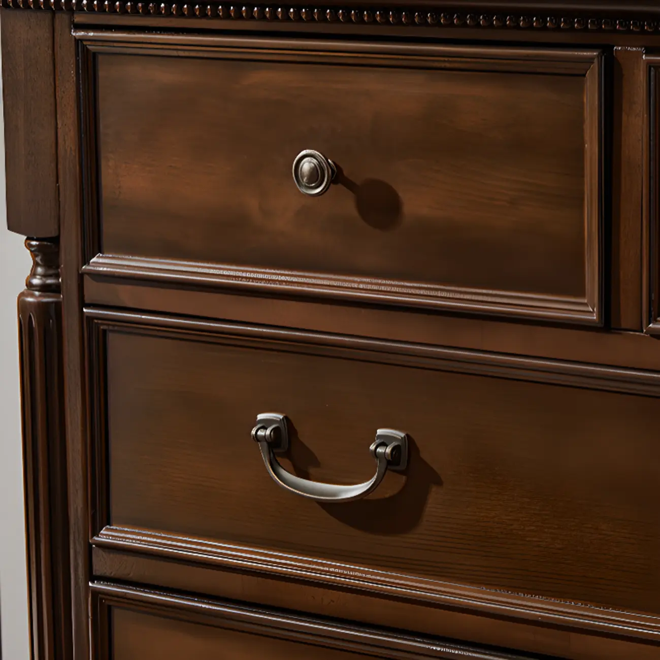 Classic Brown Wooden Double Dressers with 9-Drawers